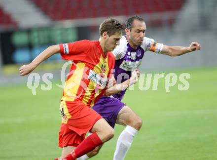 Fussball Regionalliga. Austria Klagenfurt gegen ATSV Wolfsberg. Christian Prawda (Austria Klagenfurt), Thomas Heine (ATSV). Wolfsberg, 8.8.2014.
Foto: Kuess
---
pressefotos, pressefotografie, kuess, qs, qspictures, sport, bild, bilder, bilddatenbank