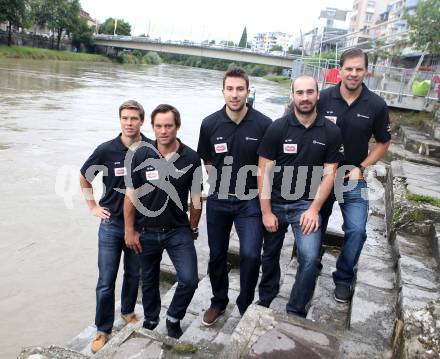 EBEL. Eishockey Bundesliga. Pressekonferenz VSV.  Geoff Waugh, John Lammers, Marc Santorelli, Sean Ringrose, Francois Fortier . Villach, am 13.8.2014.
Foto: Kuess
---
pressefotos, pressefotografie, kuess, qs, qspictures, sport, bild, bilder, bilddatenbank