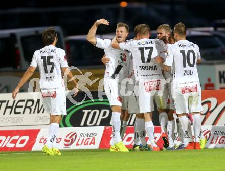 Fussball Bundesliga. RZ Pellets WAC gegen SV Josko Ried. Torjubel WAC. Wolfsberg, am 16.8.2014.
Foto: Kuess

---
pressefotos, pressefotografie, kuess, qs, qspictures, sport, bild, bilder, bilddatenbank