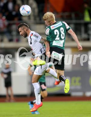 Fussball Bundesliga. RZ Pellets WAC gegen SV Josko Ried. Attila Simon, (WAC), Thomas Reifeltshammer  (SV Josko Ried). Wolfsberg, am 16.8.2014.
Foto: Kuess

---
pressefotos, pressefotografie, kuess, qs, qspictures, sport, bild, bilder, bilddatenbank