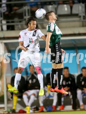 Fussball Bundesliga. RZ Pellets WAC gegen SV Josko Ried. Stephan Palla,  (WAC), Julius Perstaller (SV Josko Ried). Wolfsberg, am 16.8.2014.
Foto: Kuess

---
pressefotos, pressefotografie, kuess, qs, qspictures, sport, bild, bilder, bilddatenbank