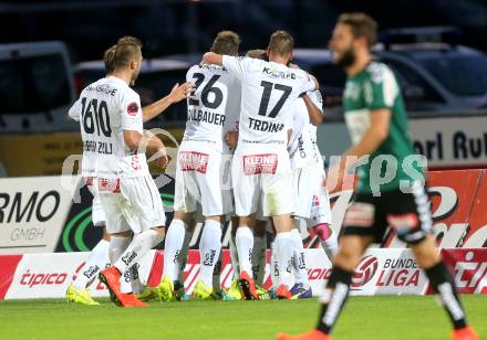 Fussball Bundesliga. RZ Pellets WAC gegen SV Josko Ried. Torjubel WAC. Wolfsberg, am 16.8.2014.
Foto: Kuess

---
pressefotos, pressefotografie, kuess, qs, qspictures, sport, bild, bilder, bilddatenbank