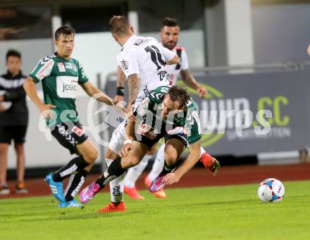 Fussball Bundesliga. RZ Pellets WAC gegen SV Josko Ried. Peter Zulj, (WAC), Harald Pichler  (SV Josko Ried). Wolfsberg, am 16.8.2014.
Foto: Kuess

---
pressefotos, pressefotografie, kuess, qs, qspictures, sport, bild, bilder, bilddatenbank