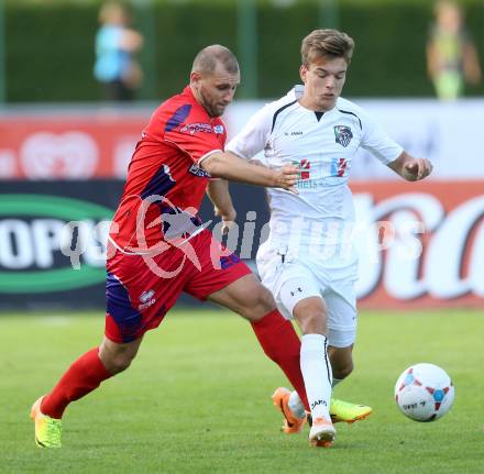 Fussball Regionalliga. RZ Pellets WAC Amateure gegen SAK. Maximilian Ritscher, (WAC), Christian Dlopst (SAK). Wolfsberg, 17.8.2014.
Foto: Kuess
---
pressefotos, pressefotografie, kuess, qs, qspictures, sport, bild, bilder, bilddatenbank