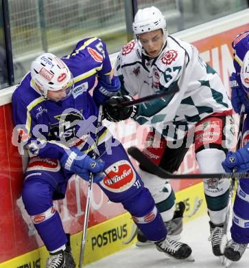 Eishockey. EC  VSV gegen Starbulls Rosenheim.  Mark Santorelli, (VSV), Tobias Thalhammer  (Starbulls Rosenheim). Villach, am 17.8.2014.
Foto: Kuess 


---
pressefotos, pressefotografie, kuess, qs, qspictures, sport, bild, bilder, bilddatenbank