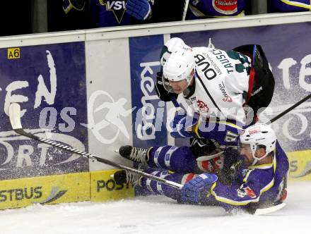 Eishockey. EC  VSV gegen Starbulls Rosenheim. Sean Ringrose, (VSV), Leopold Tausch  (Starbulls Rosenheim). Villach, am 17.8.2014.
Foto: Kuess 


---
pressefotos, pressefotografie, kuess, qs, qspictures, sport, bild, bilder, bilddatenbank