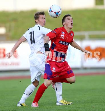 Fussball Regionalliga. RZ Pellets WAC Amateure gegen SAK. Daniel Rechberger, (WAC), Tadej Zagar-Knez (SAK). Wolfsberg, 17.8.2014.
Foto: Kuess
---
pressefotos, pressefotografie, kuess, qs, qspictures, sport, bild, bilder, bilddatenbank