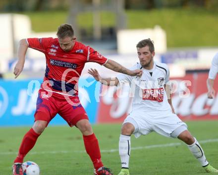 Fussball Regionalliga. RZ Pellets WAC Amateure gegen SAK. Stefan Schwendinger, (WAC), Darijo Biscan (SAK). Wolfsberg, 17.8.2014.
Foto: Kuess
---
pressefotos, pressefotografie, kuess, qs, qspictures, sport, bild, bilder, bilddatenbank