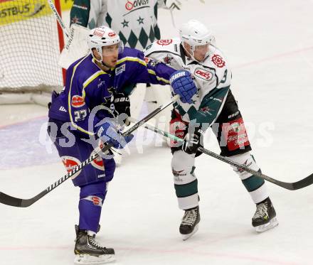 Eishockey. EC VSV gegen Starbulls Rosenheim. Adis Alagic, (VSV), Max Hofbauer (Starbulls Rosenheim). Villach, am 17.8.2014.
Foto: Kuess 


---
pressefotos, pressefotografie, kuess, qs, qspictures, sport, bild, bilder, bilddatenbank
