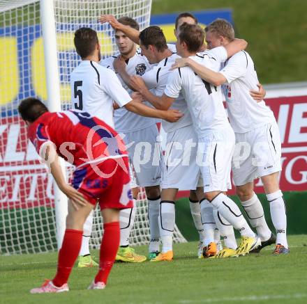 Fussball Regionalliga. RZ Pellets WAC Amateure gegen SAK. Torjubel WAC. Wolfsberg, 17.8.2014.
Foto: Kuess
---
pressefotos, pressefotografie, kuess, qs, qspictures, sport, bild, bilder, bilddatenbank