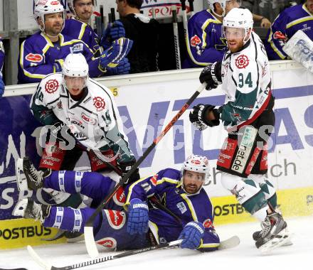 Eishockey. EC  VSV gegen Starbulls Rosenheim. Sean Ringrose, (VSV), Leopold Tausch  (Starbulls Rosenheim). Villach, am 17.8.2014.
Foto: Kuess 


---
pressefotos, pressefotografie, kuess, qs, qspictures, sport, bild, bilder, bilddatenbank