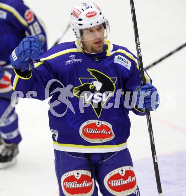 Eishockey. EC  VSV gegen Starbulls Rosenheim. Torjubel  Francois Fortier (VSV). Villach, am 17.8.2014.
Foto: Kuess 


---
pressefotos, pressefotografie, kuess, qs, qspictures, sport, bild, bilder, bilddatenbank