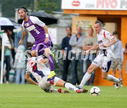 Fussball Regionalliga. SAK gegen SK Auustria Klagenfurt. Murat Veliu, Aleksandar Kocic,  (SAK), Sandro Zakany  (Austria Klagenfurt). Welzenegg, am 22.8.2014.
Foto: Kuess
---
pressefotos, pressefotografie, kuess, qs, qspictures, sport, bild, bilder, bilddatenbank