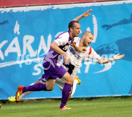 Fussball Regionalliga. SAK gegen SK Auustria Klagenfurt. Christian Dlopst,  (SAK), Christian Prawda (Austria Klagenfurt). Welzenegg, am 22.8.2014.
Foto: Kuess
---
pressefotos, pressefotografie, kuess, qs, qspictures, sport, bild, bilder, bilddatenbank