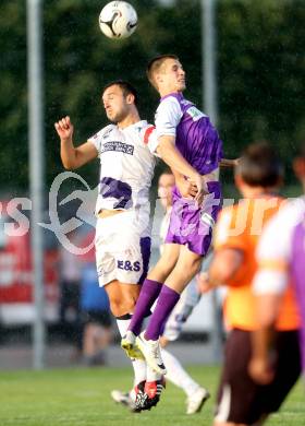 Fussball Regionalliga. SAK gegen SK Auustria Klagenfurt. Murat Veliu, (SAK), Patrik Eler  (Austria Klagenfurt). Welzenegg, am 22.8.2014.
Foto: Kuess
---
pressefotos, pressefotografie, kuess, qs, qspictures, sport, bild, bilder, bilddatenbank