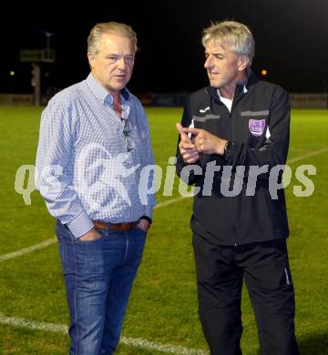 Fussball Regionalliga. SAK gegen SK Auustria Klagenfurt.  Peter Svetits, Co-Trainer Guenther Vidreis (Austria Klagenfurt). Welzenegg, am 22.8.2014.
Foto: Kuess
---
pressefotos, pressefotografie, kuess, qs, qspictures, sport, bild, bilder, bilddatenbank