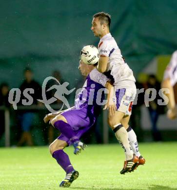 Fussball Regionalliga. SAK gegen SK Auustria Klagenfurt. Murat Veliu, (SAK), Bernd Kager  (Austria Klagenfurt). Welzenegg, am 22.8.2014.
Foto: Kuess
---
pressefotos, pressefotografie, kuess, qs, qspictures, sport, bild, bilder, bilddatenbank