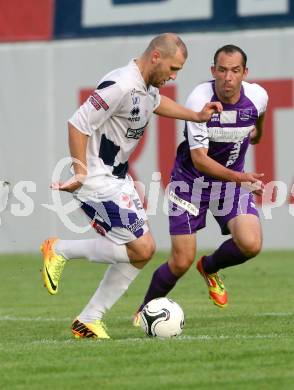 Fussball Regionalliga. SAK gegen SK Auustria Klagenfurt. Christian Dlopst,  (SAK), Christian Prawda (Austria Klagenfurt). Welzenegg, am 22.8.2014.
Foto: Kuess
---
pressefotos, pressefotografie, kuess, qs, qspictures, sport, bild, bilder, bilddatenbank