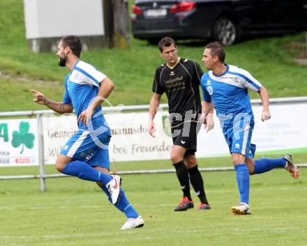 Fussball. Kaerntner Liga. Koettmannsdorf gegen ASV. Torjubel Oliver Pusztai,   (ASV). Koettmannsdorf, 24.8.2014.
Foto: Kuess
---
pressefotos, pressefotografie, kuess, qs, qspictures, sport, bild, bilder, bilddatenbank