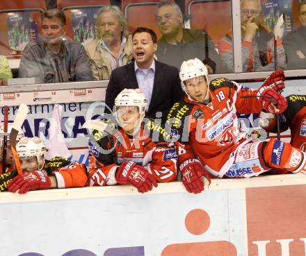 EBEL. Eishockey Bundesliga. KAC gegen KHL Medvescak Zagreb. Trainer Martin Stloukal (KAC). Klagenfurt, am 27.8.2014.
Foto: Kuess 

---
pressefotos, pressefotografie, kuess, qs, qspictures, sport, bild, bilder, bilddatenbank