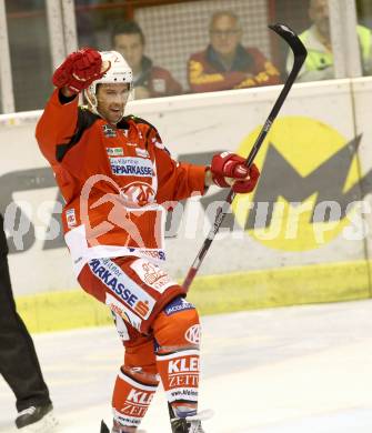 EBEL. Eishockey Bundesliga. KAC gegen KHL Medvescak Zagreb. Torjubel   Kyle Wharton, (KAC). Klagenfurt, am 27.8.2014.
Foto: Kuess 

---
pressefotos, pressefotografie, kuess, qs, qspictures, sport, bild, bilder, bilddatenbank