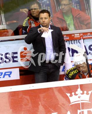 EBEL. Eishockey Bundesliga. KAC gegen KHL Medvescak Zagreb. Trainer Martin Stloukal (KAC). Klagenfurt, am 27.8.2014.
Foto: Kuess 

---
pressefotos, pressefotografie, kuess, qs, qspictures, sport, bild, bilder, bilddatenbank