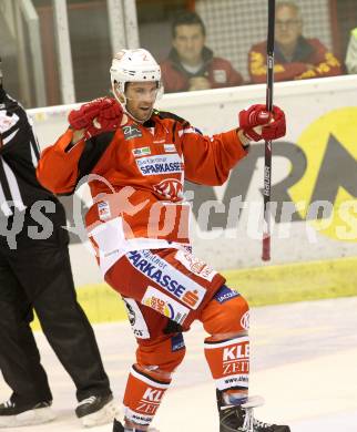 EBEL. Eishockey Bundesliga. KAC gegen KHL Medvescak Zagreb.  Torjubel   Kyle Wharton, (KAC). Klagenfurt, am 27.8.2014.
Foto: Kuess 

---
pressefotos, pressefotografie, kuess, qs, qspictures, sport, bild, bilder, bilddatenbank