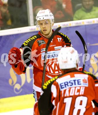 EBEL. Eishockey Bundesliga. KAC gegen KHL Medvescak Zagreb. Kim Stroemberg, (KAC). Klagenfurt, am 27.8.2014.
Foto: Kuess 

---
pressefotos, pressefotografie, kuess, qs, qspictures, sport, bild, bilder, bilddatenbank