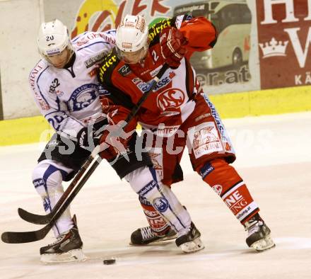 EBEL. Eishockey Bundesliga. KAC gegen KHL Medvescak Zagreb. Thomas Vallant,  (KAC), Darren Haydar (Zagreb). Klagenfurt, am 27.8.2014.
Foto: Kuess 

---
pressefotos, pressefotografie, kuess, qs, qspictures, sport, bild, bilder, bilddatenbank