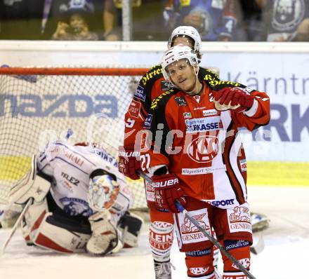 EBEL. Eishockey Bundesliga. KAC gegen KHL Medvescak Zagreb. Torjubel Manuel Geier (KAC). Klagenfurt, am 27.8.2014.
Foto: Kuess 

---
pressefotos, pressefotografie, kuess, qs, qspictures, sport, bild, bilder, bilddatenbank