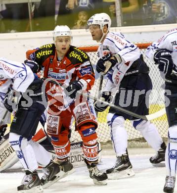 EBEL. Eishockey Bundesliga. KAC gegen KHL Medvescak Zagreb. Petr Stloukal,  (KAC), Matt Anderson (Zagreb). Klagenfurt, am 27.8.2014.
Foto: Kuess 

---
pressefotos, pressefotografie, kuess, qs, qspictures, sport, bild, bilder, bilddatenbank