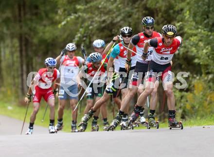 Nordische Kombination. FIS Sommer Grand Prix. Tomaz Druml (AUT), Bernhard Gruber (AUT). Villacher Alpenarena, am 27.8.2014.
Foto: Kuess
---
pressefotos, pressefotografie, kuess, qs, qspictures, sport, bild, bilder, bilddatenbank