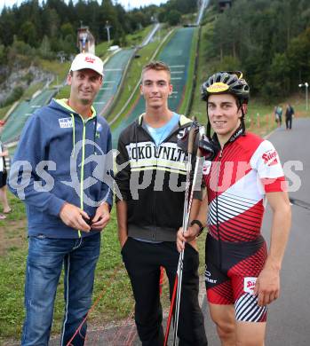 Nordische Kombination. FIS Sommer Grand Prix. Heinz Kuttin, Philipp Kuttin, Tomaz Druml. Villacher Alpenarena, am 27.8.2014.
Foto: Kues
---
pressefotos, pressefotografie, kuess, qs, qspictures, sport, bild, bilder, bilddatenbank