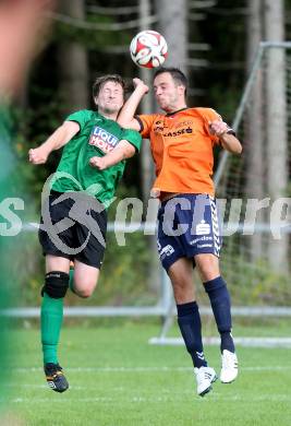 Fussball 2. KLasse C. Oberglan gegen St. Urban.  Lukas Herbert Fabbro, (Oberglan), Gerald Daniel Kogler  (St. Urban). Oberglan, am 16.8.2014.
Foto: Kuess
---
pressefotos, pressefotografie, kuess, qs, qspictures, sport, bild, bilder, bilddatenbank