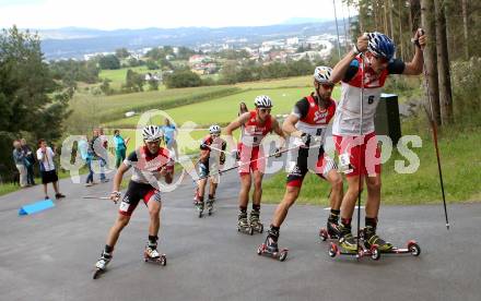 Nordische Kombination. FIS Sommer Grand Prix. Eric Frenzel (GER), Christoph Bieler (AUT), Franz Josef Rehrl (AUT), Johannes Rydzek (GER). Villacher Alpenarena, am 27.8.2014.
Foto: Kuess
---
pressefotos, pressefotografie, kuess, qs, qspictures, sport, bild, bilder, bilddatenbank