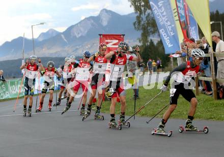 Nordische Kombination. FIS Sommer Grand Prix. Yoshito Watabe (JPN), Fabian Steindl (AUT), Mario Seidl (AUT), Eric Frenzel (GER), Christoph Bieler (AUT). Villacher Alpenarena, am 27.8.2014.
Foto: Kuess
---
pressefotos, pressefotografie, kuess, qs, qspictures, sport, bild, bilder, bilddatenbank