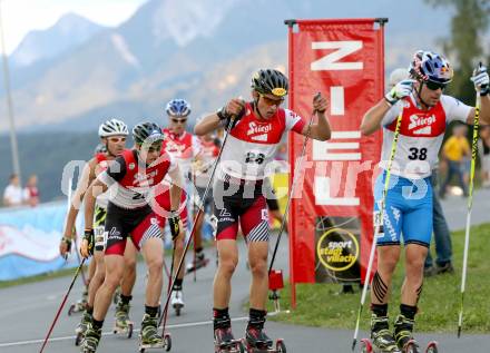 Nordische Kombination. FIS Sommer Grand Prix. Allessandro Pittin (ITA), Tomaz Druml (AUT), Bernhard Gruber (AUT). Villacher Alpenarena, am 27.8.2014.
Foto: Kuess
---
pressefotos, pressefotografie, kuess, qs, qspictures, sport, bild, bilder, bilddatenbank