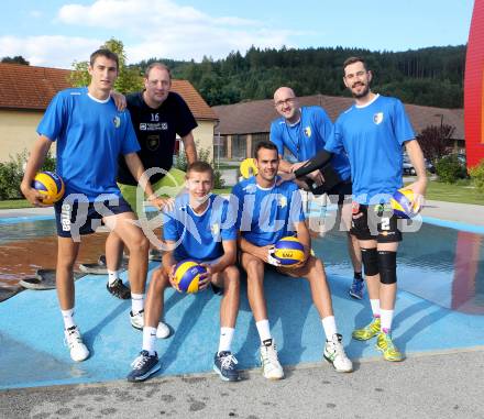 Volleyball. Aich/Dob. Filip Palgut, Martin Micheu, Slavomir Zemlik,   Daniel ROCAMORA, Bogdan KOTNIK,  Stephan NASH. Bleiburg, 18.8.2014.
Foto: Kuess
---
pressefotos, pressefotografie, kuess, qs, qspictures, sport, bild, bilder, bilddatenbank