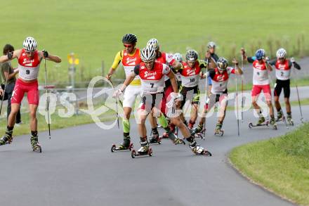 Nordische Kombination. FIS Sommer Grand Prix. Franz Josef Rehrl (AUT), Johannes Rydzek (GER), Bjoern Kircheisen (GER), Christoph Bieler (AUT). Villacher Alpenarena, am 27.8.2014.
Foto: Kuess
---
pressefotos, pressefotografie, kuess, qs, qspictures, sport, bild, bilder, bilddatenbank