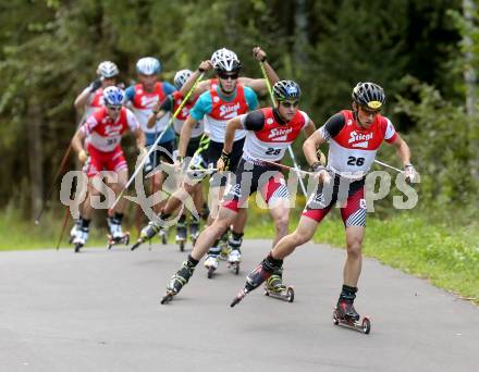 Nordische Kombination. FIS Sommer Grand Prix. Tomaz Druml (AUT), Bernhard Gruber (AUT). Villacher Alpenarena, am 27.8.2014.
Foto: Kuess
---
pressefotos, pressefotografie, kuess, qs, qspictures, sport, bild, bilder, bilddatenbank