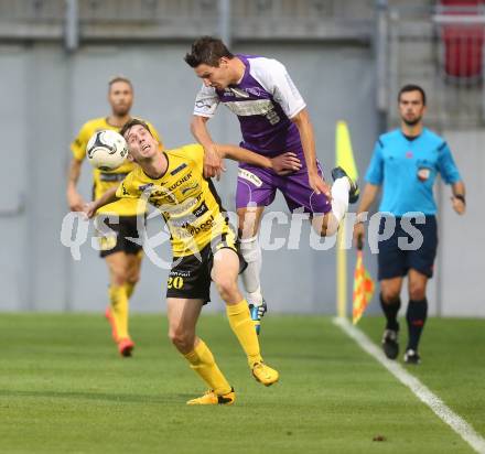 Fussball. Regionalliga. Austria Klagenfurt gegen Allerheiligen. Bernd Kager,  (Austria Klagenfurt), Marko Drevensek (Allerheiligen). Klagenfurt, 29.8.2014.
Foto: Kuess
---
pressefotos, pressefotografie, kuess, qs, qspictures, sport, bild, bilder, bilddatenbank