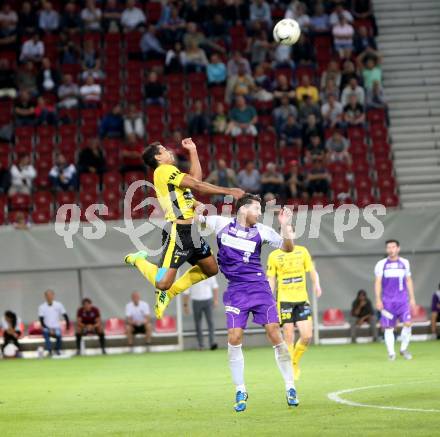 Fussball. Regionalliga. Austria Klagenfurt gegen Allerheiligen. Bernd Kager, 
(Austria Klagenfurt), Diego Wendel De Souza Silva (Allerheiligen). Klagenfurt, 29.8.2014.
Foto: Kuess

---
pressefotos, pressefotografie, kuess, qs, qspictures, sport, bild, bilder, bilddatenbank