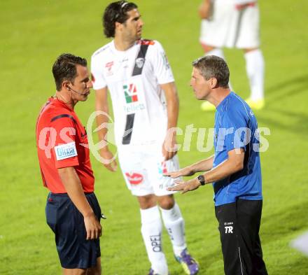 Fussball Bundesliga. RZ Pellets WAC gegen SC Wiener Neustadt. Trainer Dietmar Kuehbauer, (WAC), (Schiedsrichter Alexander Harkam. Wolfsberg, am 30.8.2014.
Foto: Kuess

---
pressefotos, pressefotografie, kuess, qs, qspictures, sport, bild, bilder, bilddatenbank