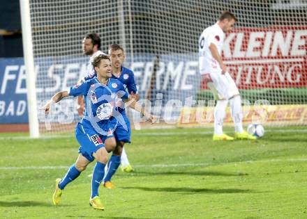 Fussball Bundesliga. RZ Pellets WAC gegen SC Wiener Neustadt. Torjubel Christoph Freitag (SC Wiener Neustadt). Wolfsberg, am 30.8.2014.
Foto: Kuess

---
pressefotos, pressefotografie, kuess, qs, qspictures, sport, bild, bilder, bilddatenbank