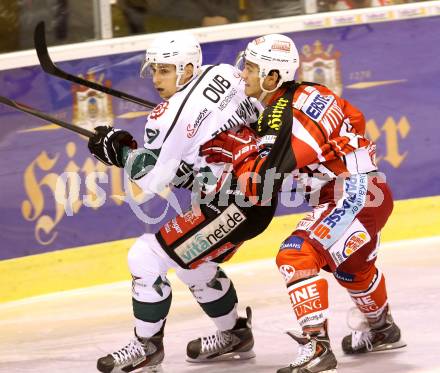 EBEL. Eishockey Bundesliga. KAC gegen Starbulls Rosenheim. Marcel Witting,  (KAC), Tobias Thalhammer (Rosenheim). Klagenfurt, am 31.8.2014.
Foto: Kuess 

---
pressefotos, pressefotografie, kuess, qs, qspictures, sport, bild, bilder, bilddatenbank