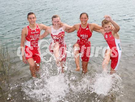 Woerthersee Triathlon. Lukas Kollegger, Anna Moitzi, Beatrice Weiss, Rene Hilber. Krumpendorf, am 31.8.2014.
Foto: Kuess
---
pressefotos, pressefotografie, kuess, qs, qspictures, sport, bild, bilder, bilddatenbank