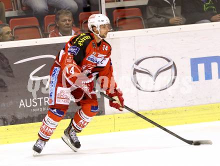 EBEL. Eishockey Bundesliga. KAC gegen Starbulls Rosenheim. Johannes Reichel (KAC). Klagenfurt, am 31.8.2014.
Foto: Kuess 

---
pressefotos, pressefotografie, kuess, qs, qspictures, sport, bild, bilder, bilddatenbank