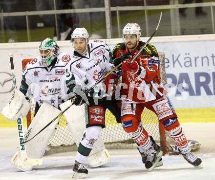 EBEL. Eishockey Bundesliga. KAC gegen Starbulls Rosenheim.  Jacques Jean-Francois,  (KAC), Frank Josef (Rosenheim). Klagenfurt, am 31.8.2014.
Foto: Kuess 

---
pressefotos, pressefotografie, kuess, qs, qspictures, sport, bild, bilder, bilddatenbank