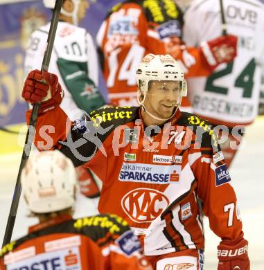 EBEL. Eishockey Bundesliga. KAC gegen Starbulls Rosenheim. Torjubel Jamie Lundmark  (KAC). Klagenfurt, am 31.8.2014.
Foto: Kuess 

---
pressefotos, pressefotografie, kuess, qs, qspictures, sport, bild, bilder, bilddatenbank