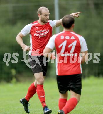 Fussball 1. KLasse C1.  Sirnitz gegen Eberstein. Torjubel Markus Struckl (Sirnitz). Sirnitz, am 30.8.2014.
Foto: Kuess
---
pressefotos, pressefotografie, kuess, qs, qspictures, sport, bild, bilder, bilddatenbank